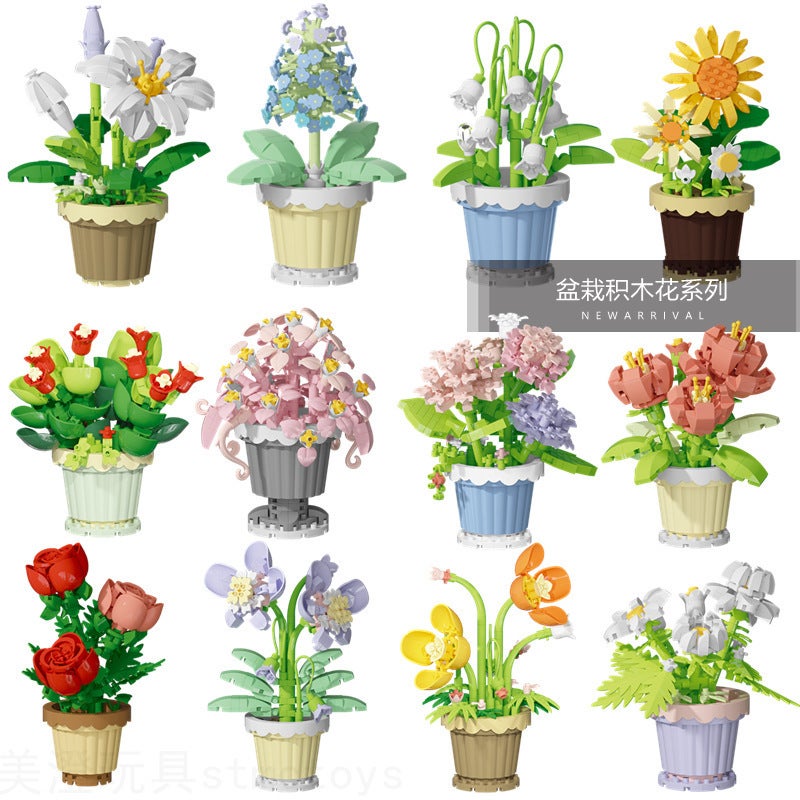 Compatible With Lego Simulation Flower Rose Series Fleshy Sunflower Children'S Assembled Building Blocks Desktop Bedstand Ornaments - Image 4